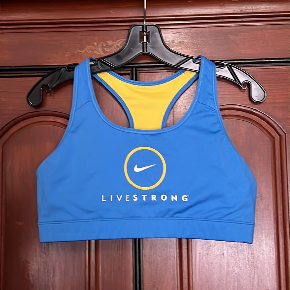 Nike Sports Bra Pro-Dri Fit “Live Strong” Light Blue Yellow